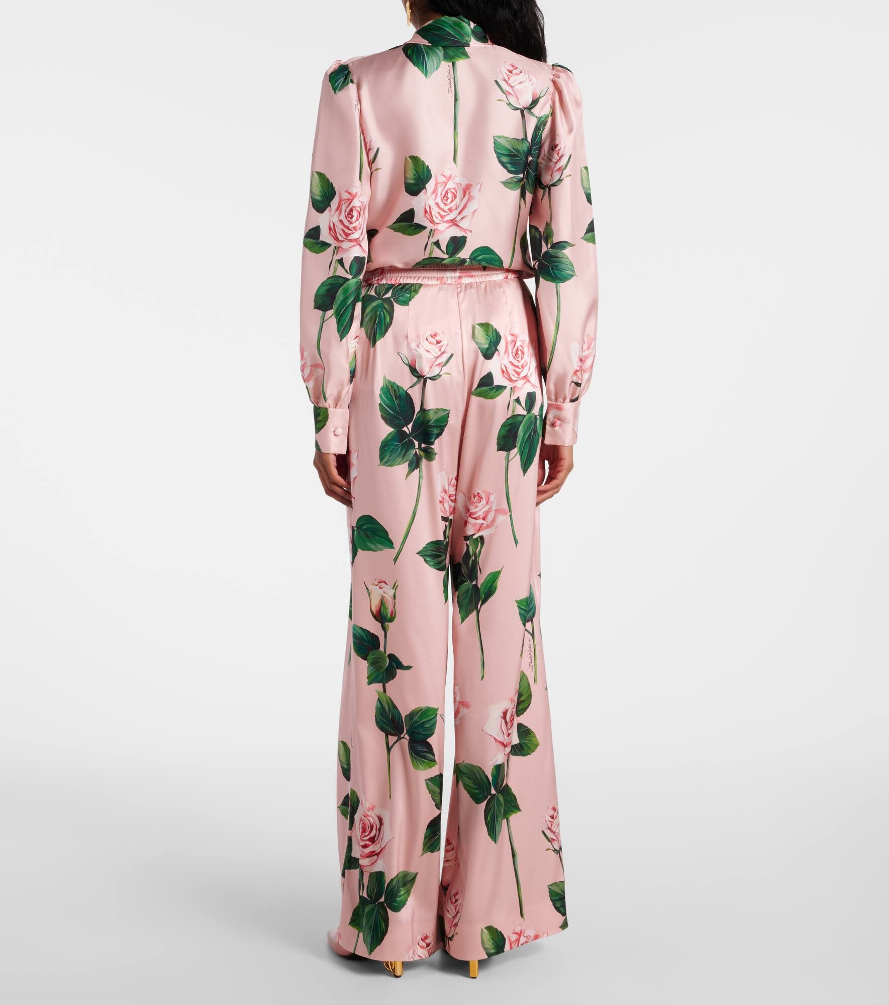 Floral silk-blend satin palazzo pants - 3
