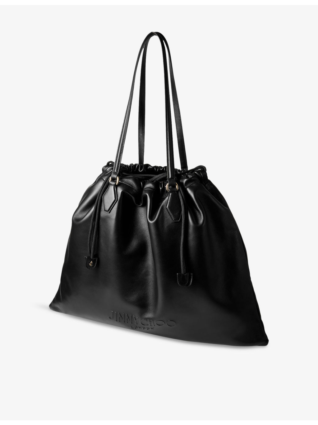 Drawstring Embossed-Logo Nappa Leather Tote Bag - 5