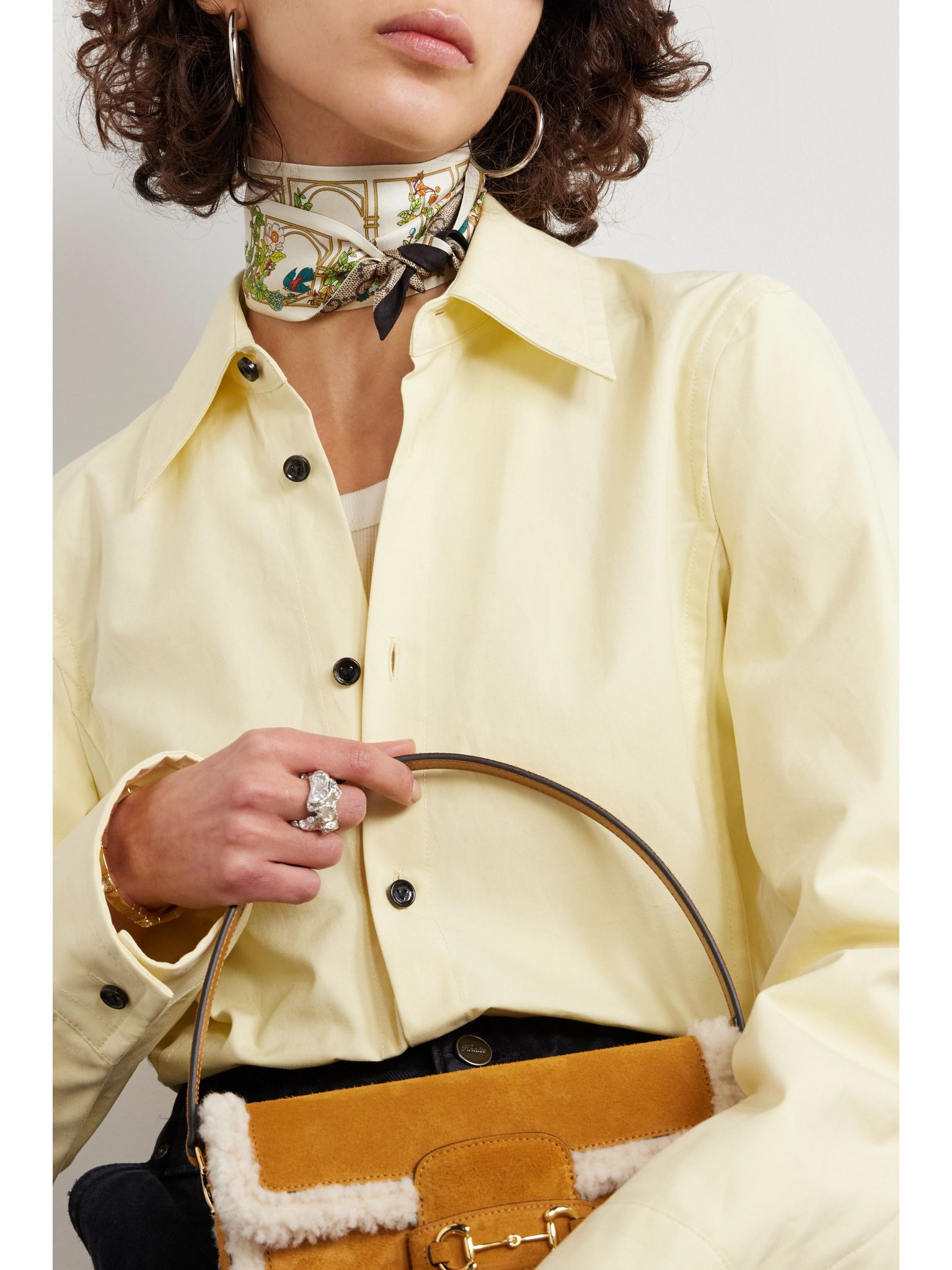 Printed silk-twill scarf Ivory - 2