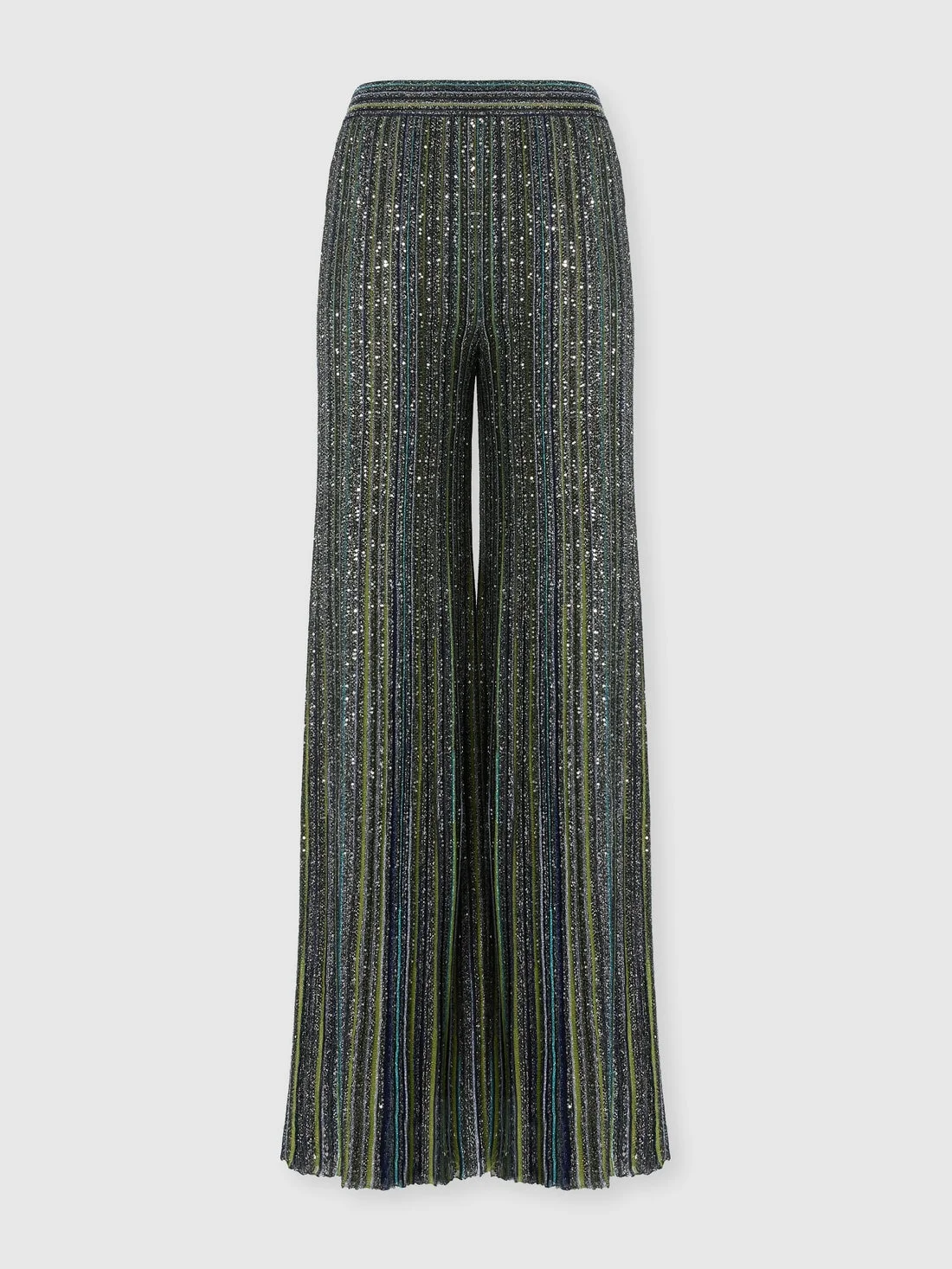 Ribbed palazzo trousers with sequins - 1
