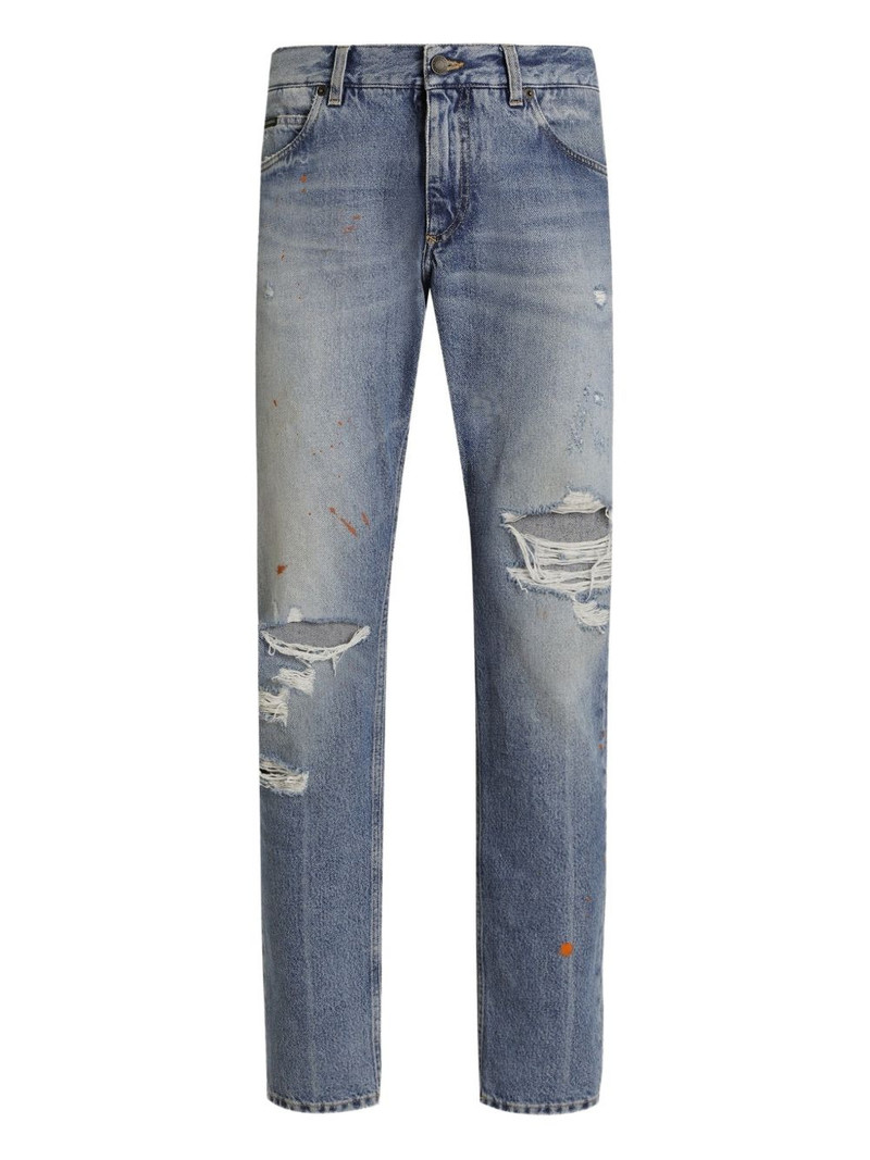 ripped logo-plaque jeans 1
