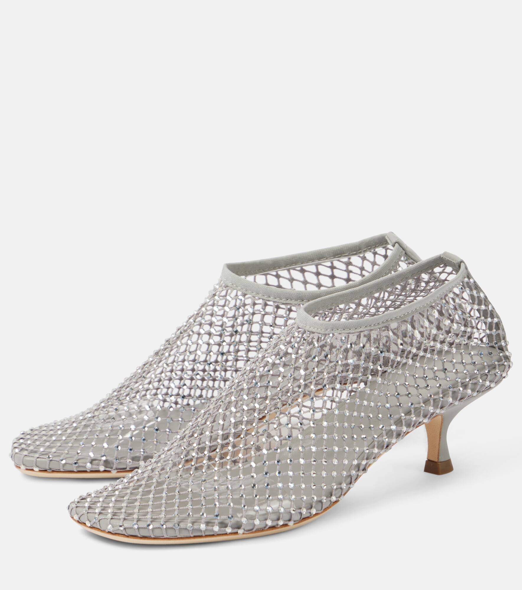 Minette crystal-embellished fishnet pumps - 4