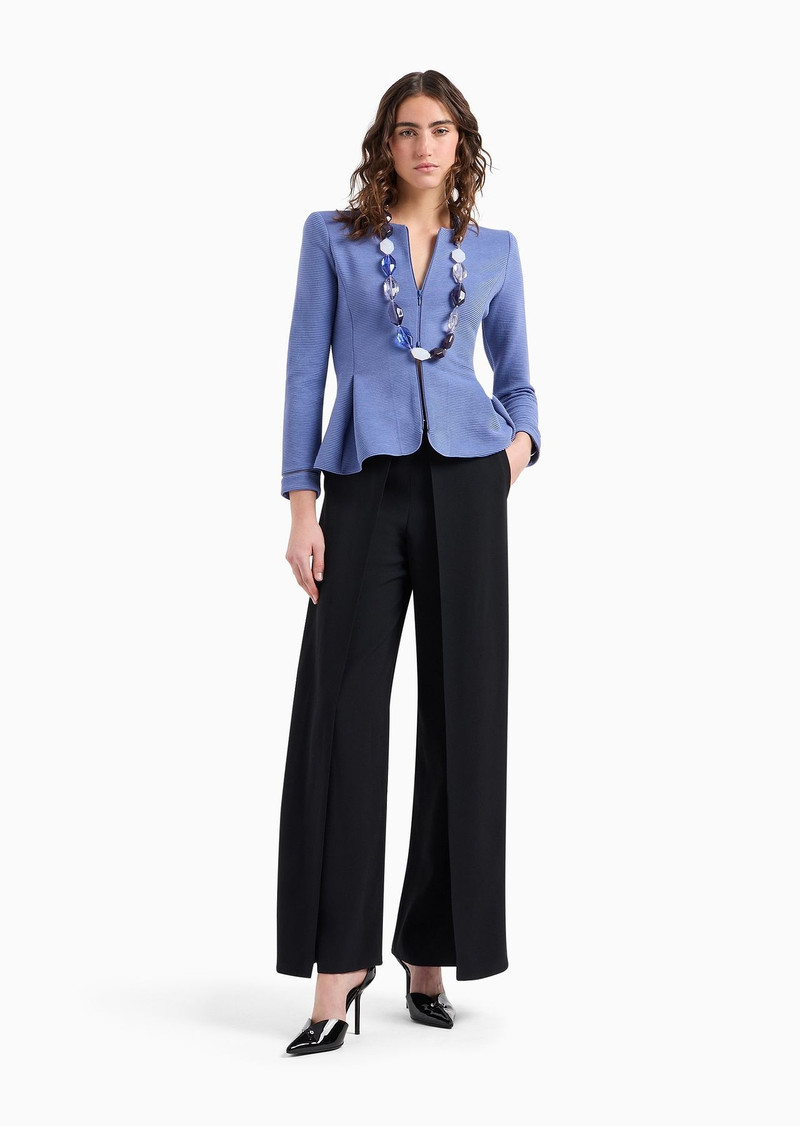 EMPORIO ARMANI Ottoman jersey, single-breasted jacket with godet pleats outlook