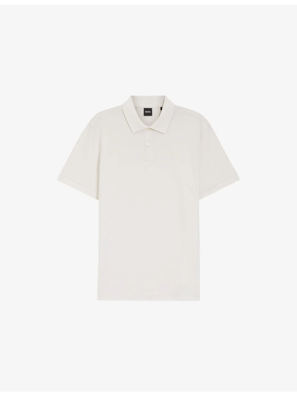 Short-Sleeved Textured Cotton Polo Shirt - 1