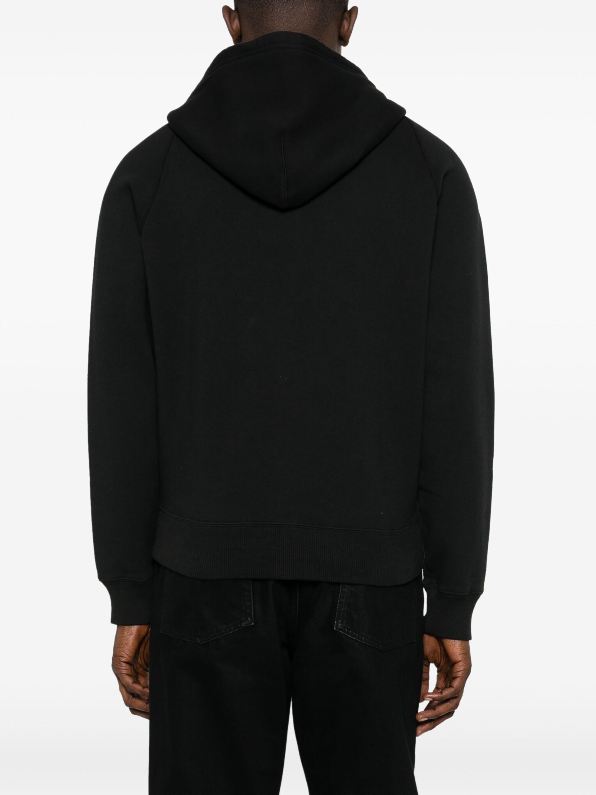 black zip-up cotton hoodie - 4