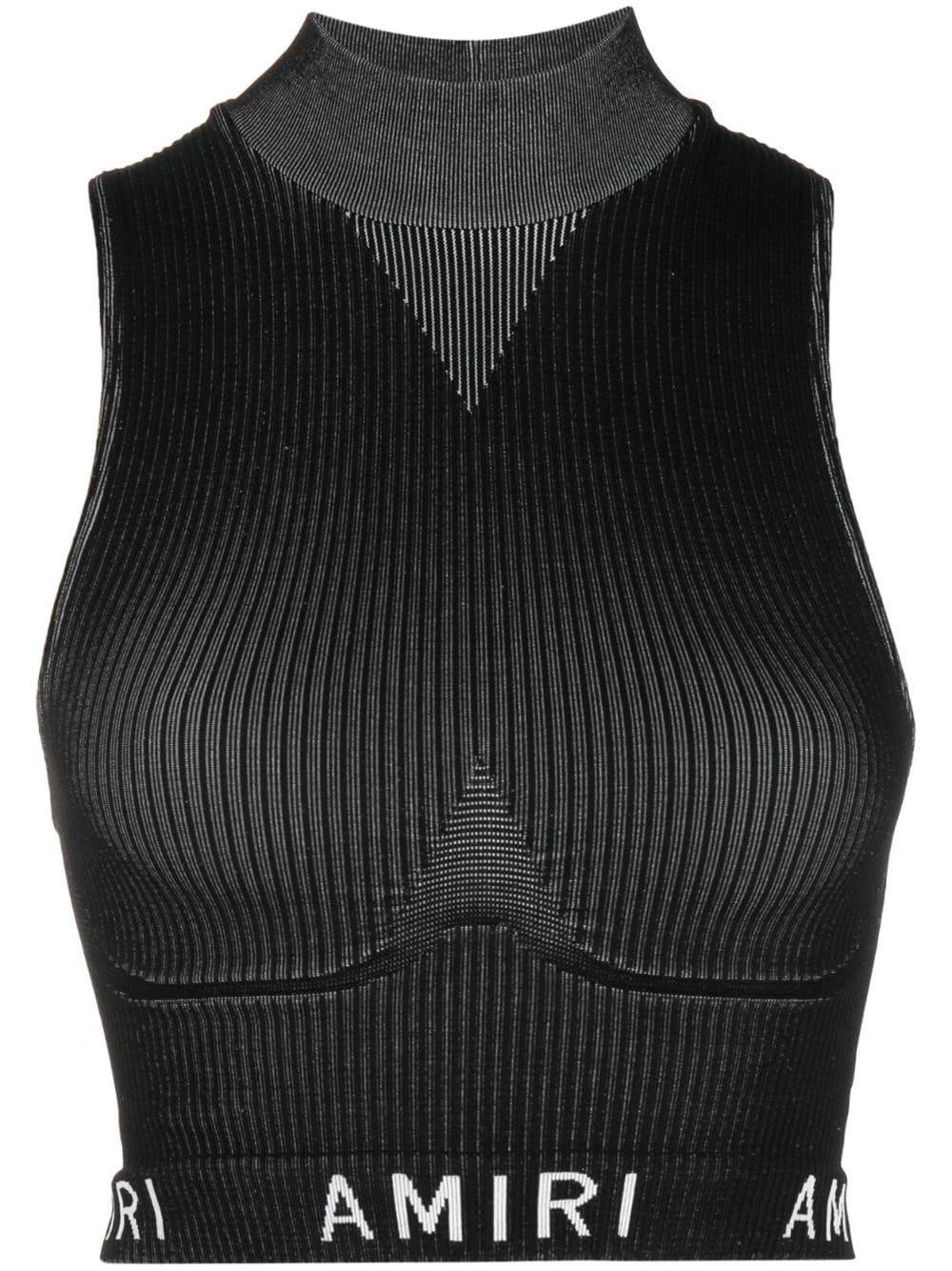 logo-print high-neck top - 1