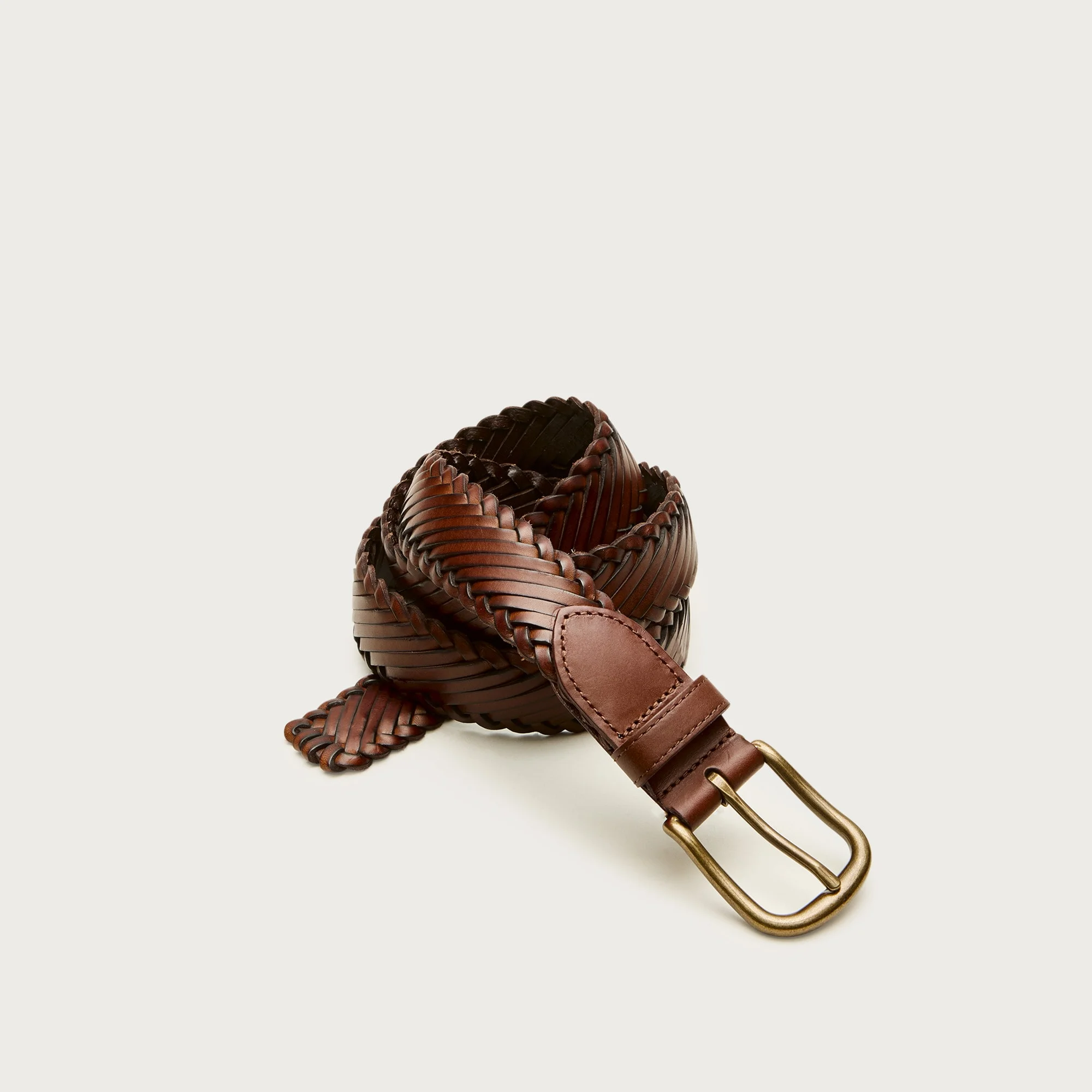 Diagonal braided leather belt - 1
