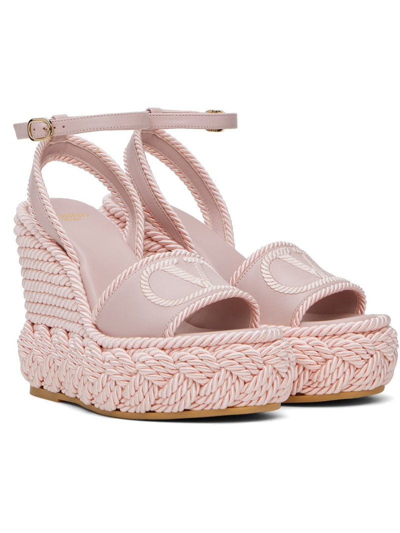Pink VLogo Torchon Wedge Sandals 4