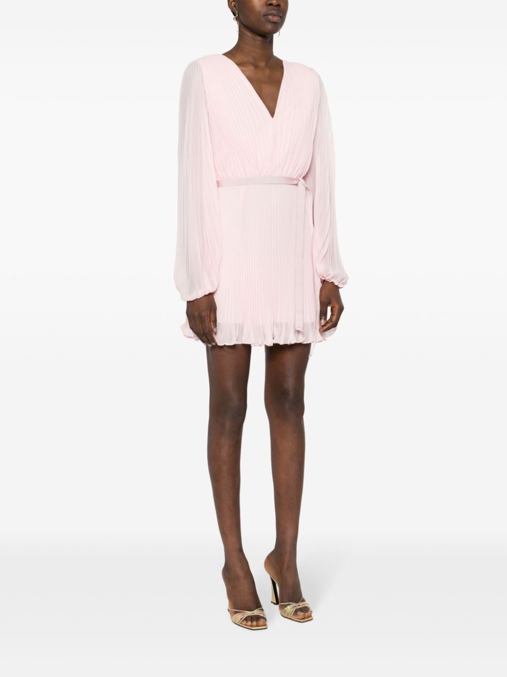fully-pleated chiffon mini dress - 3