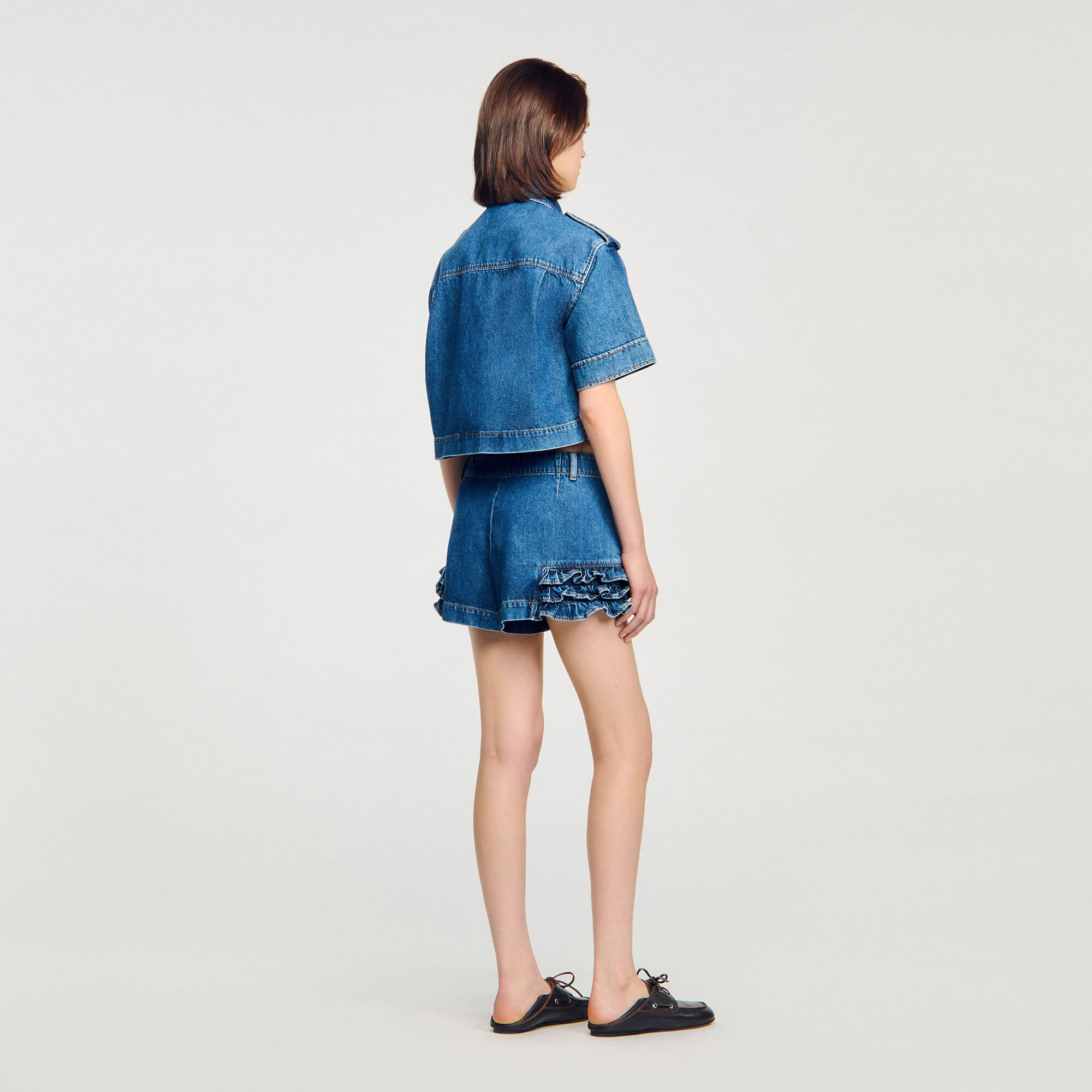 RUFFLED DENIM SHORTS - 5
