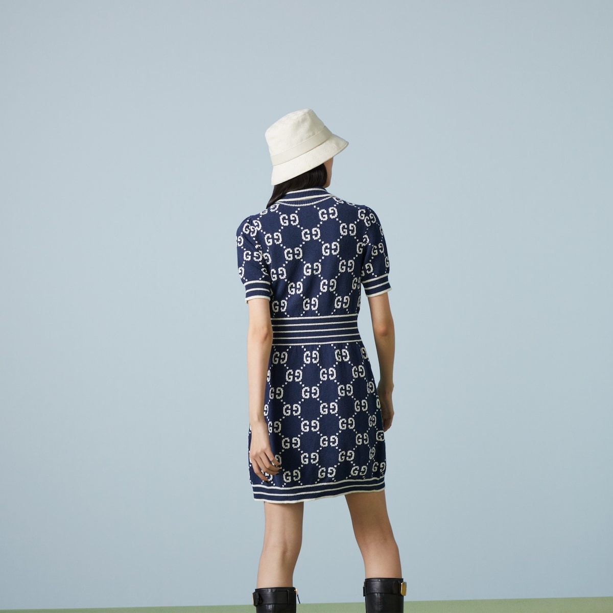 GG cotton jacquard polo dress - 6