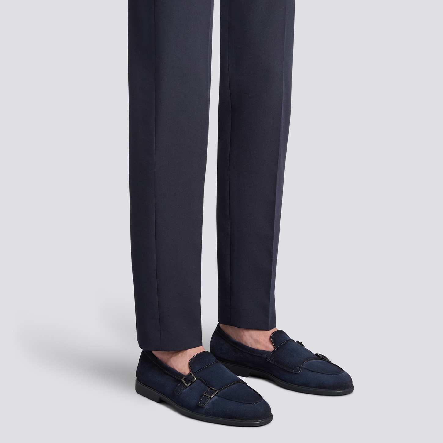Men's blue suede double-buckle loafer - 2