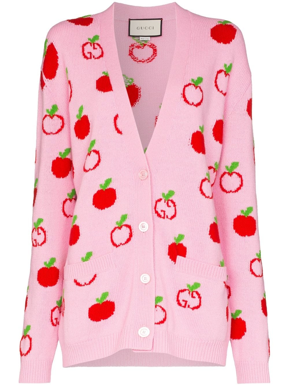 apple print knit cardigan - 1