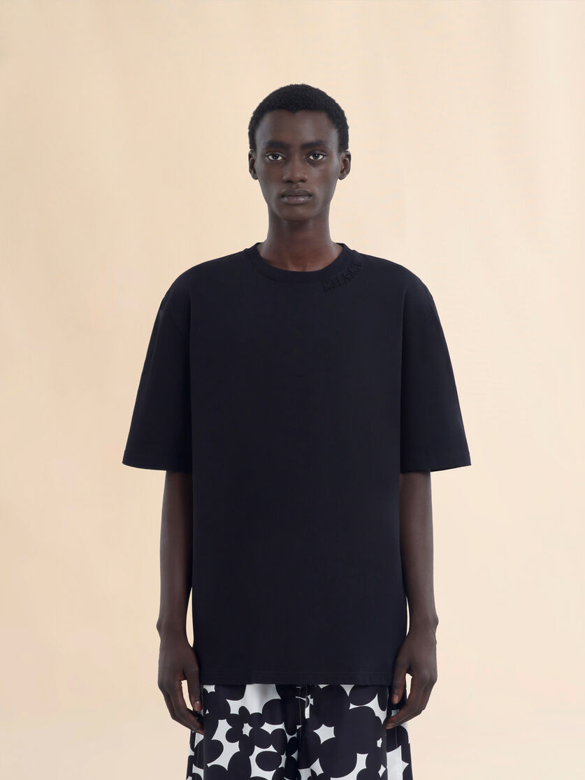 BLACK ORGANIC COTTON OVERSIZED T-SHIRT WITH MARNI PATCHES - 2