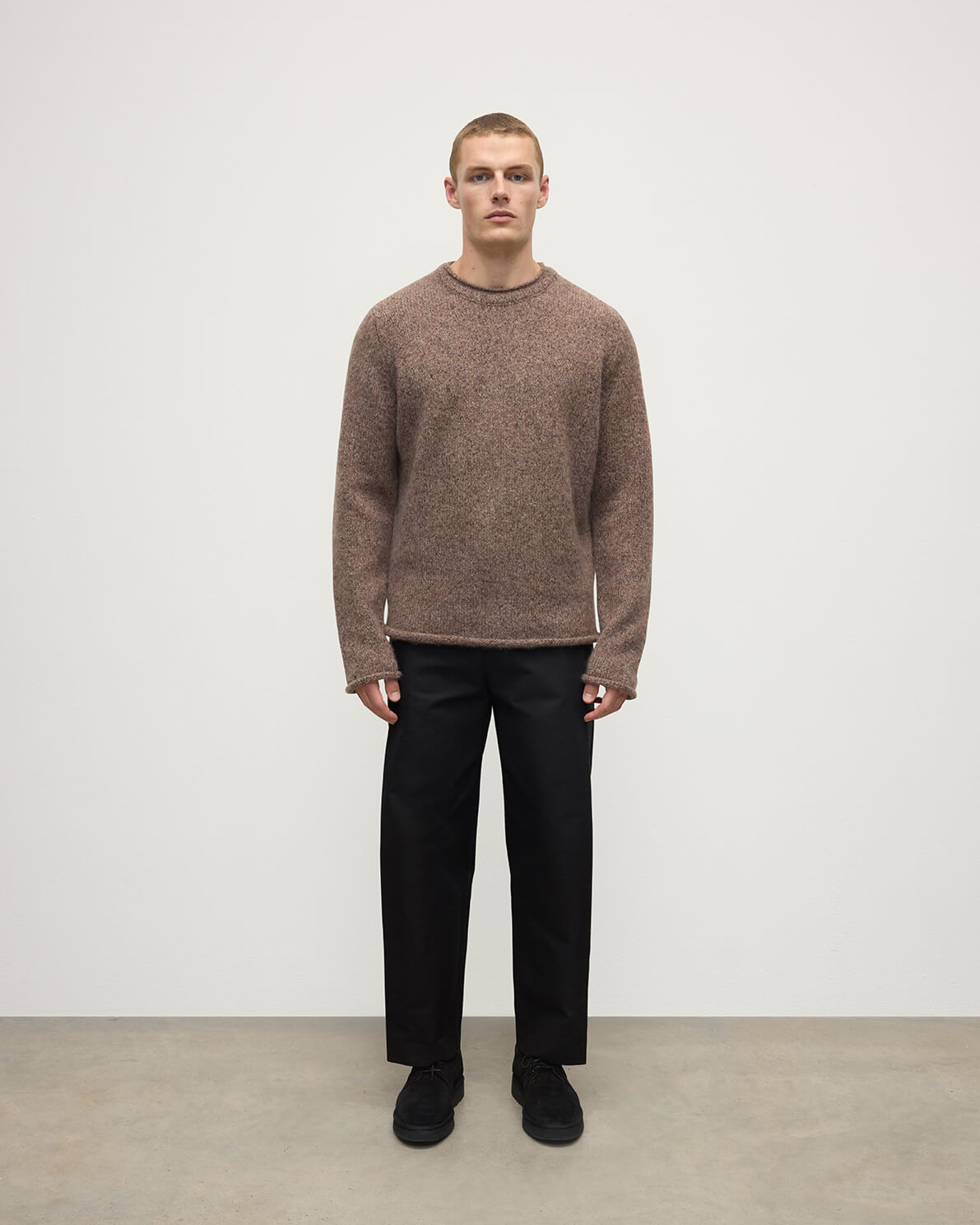 Brushed Cashmere Silk Brown Jumper - 2