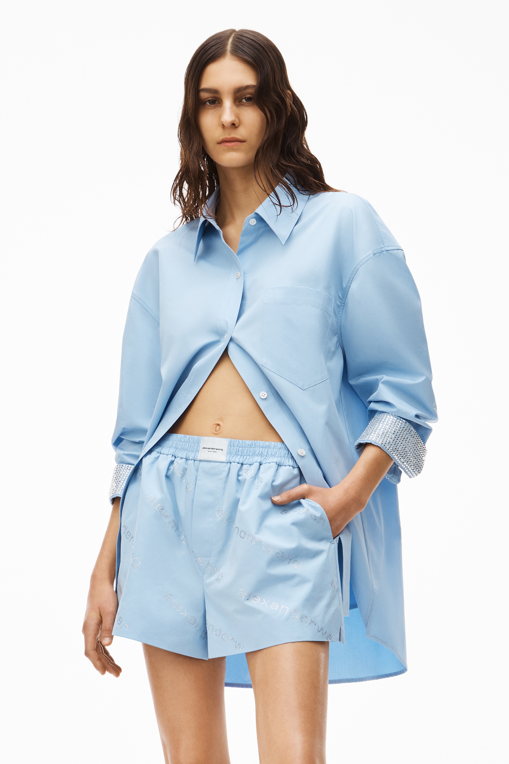 CRYSTAL CUFF OVERSIZED SHIRT IN POPLIN - 2