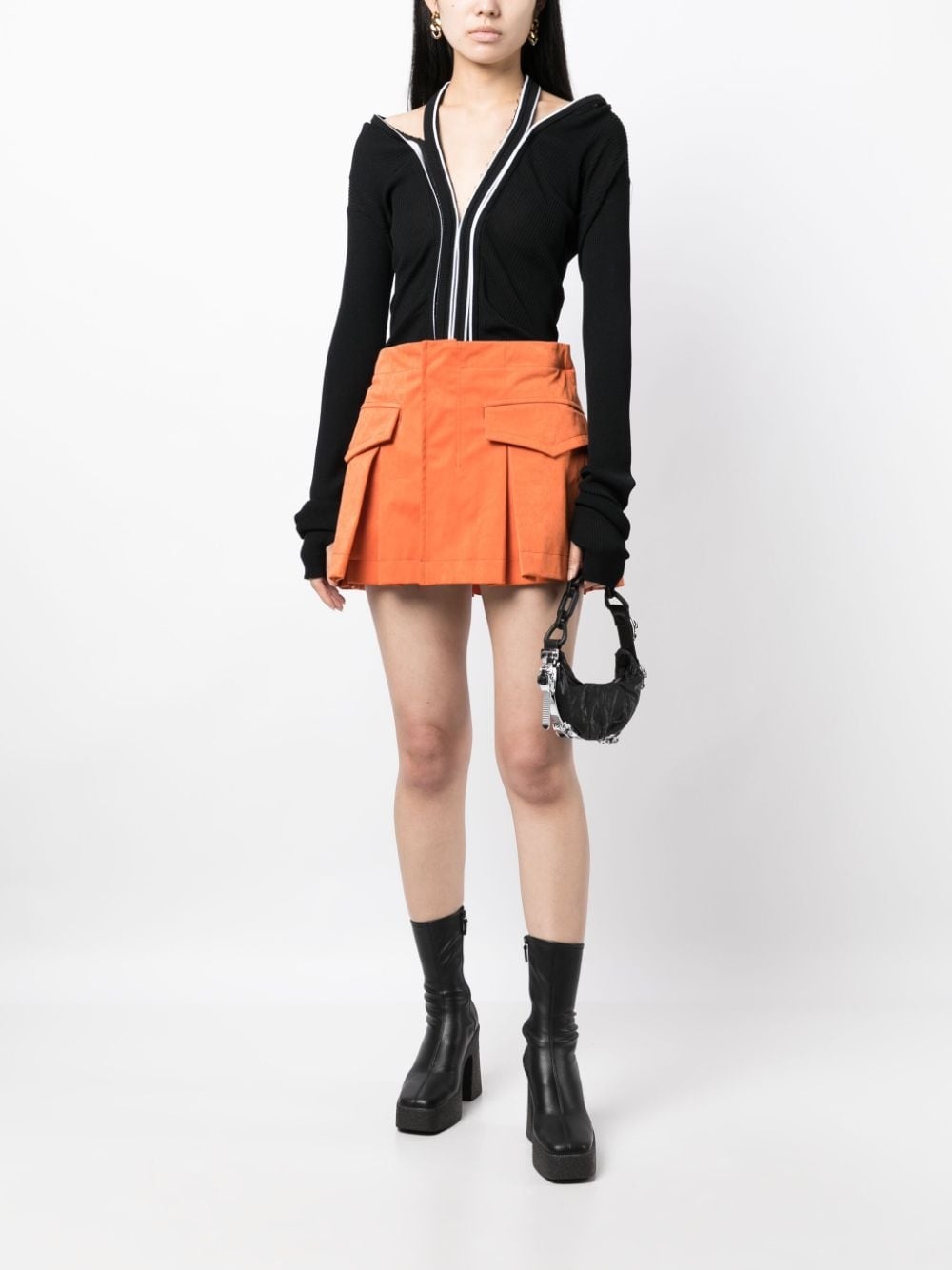 box-pleated mini shorts - 2