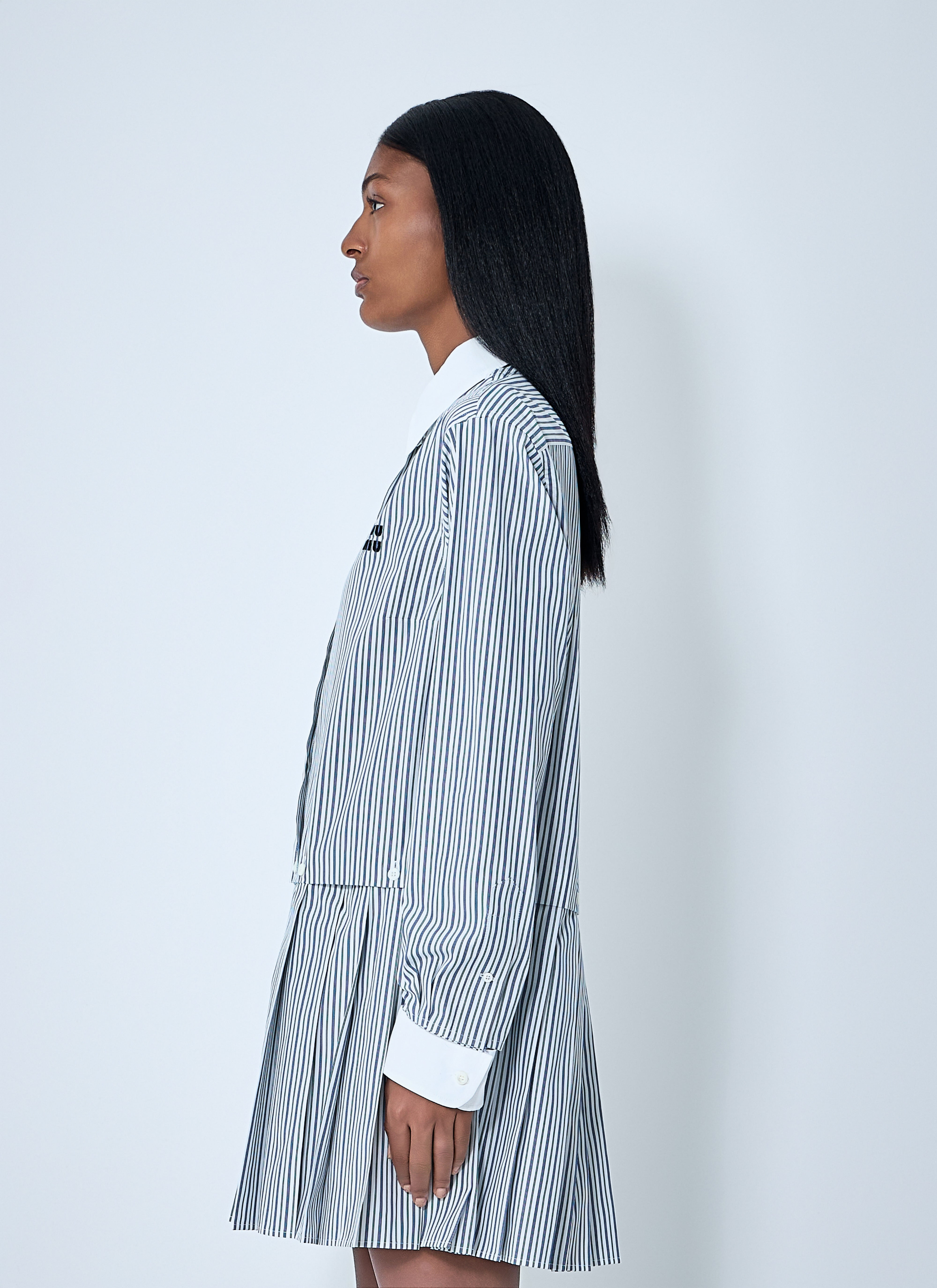 Miu Miu Women Striped Pleated Dress - 3