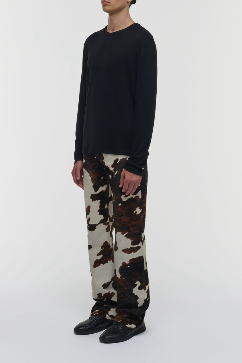 Rey Straight-leg Five Pocket Pant in Ivory Cognac Multi Pony Hair 4