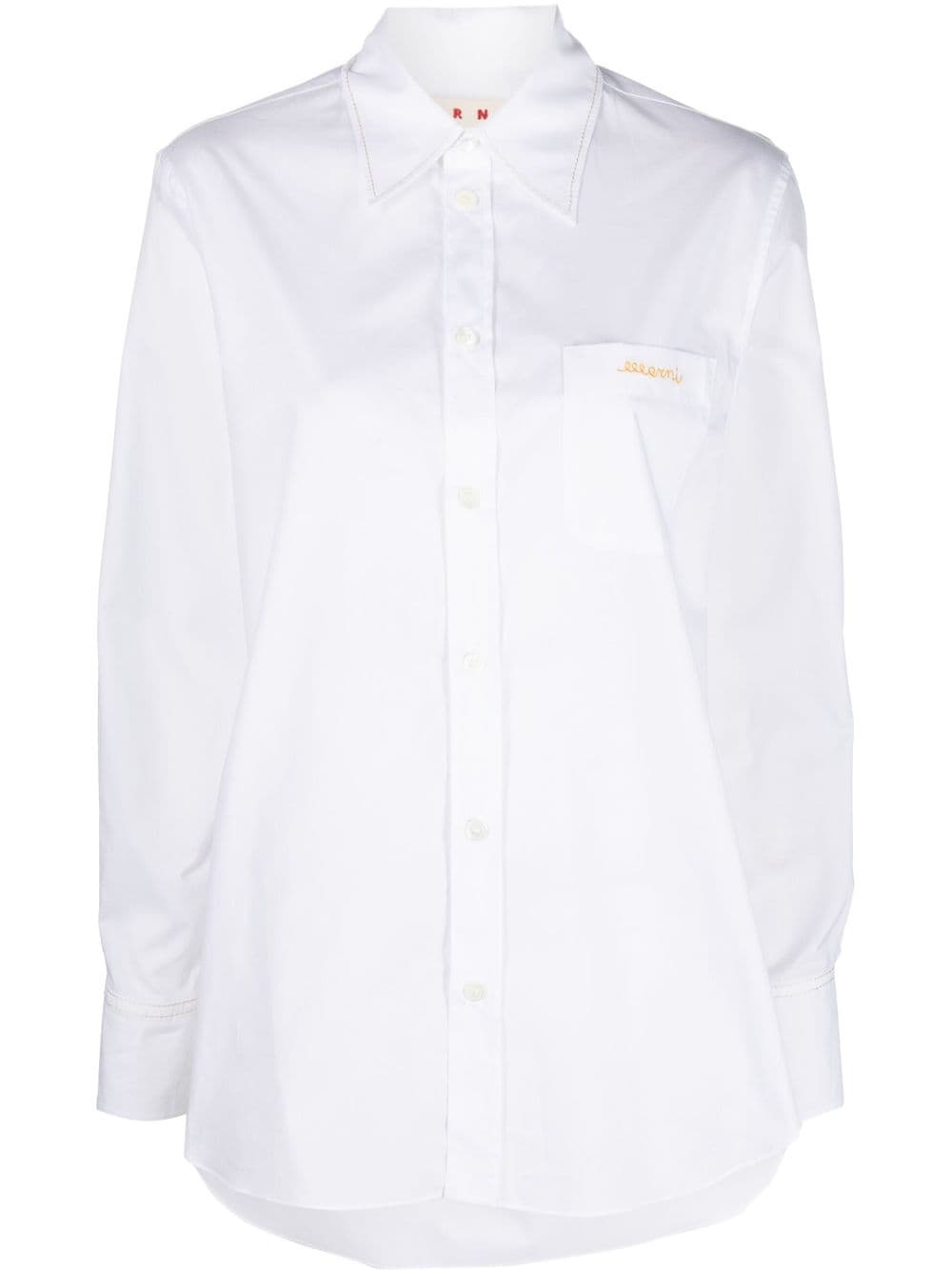 logo-embroidered cotton shirt - 1