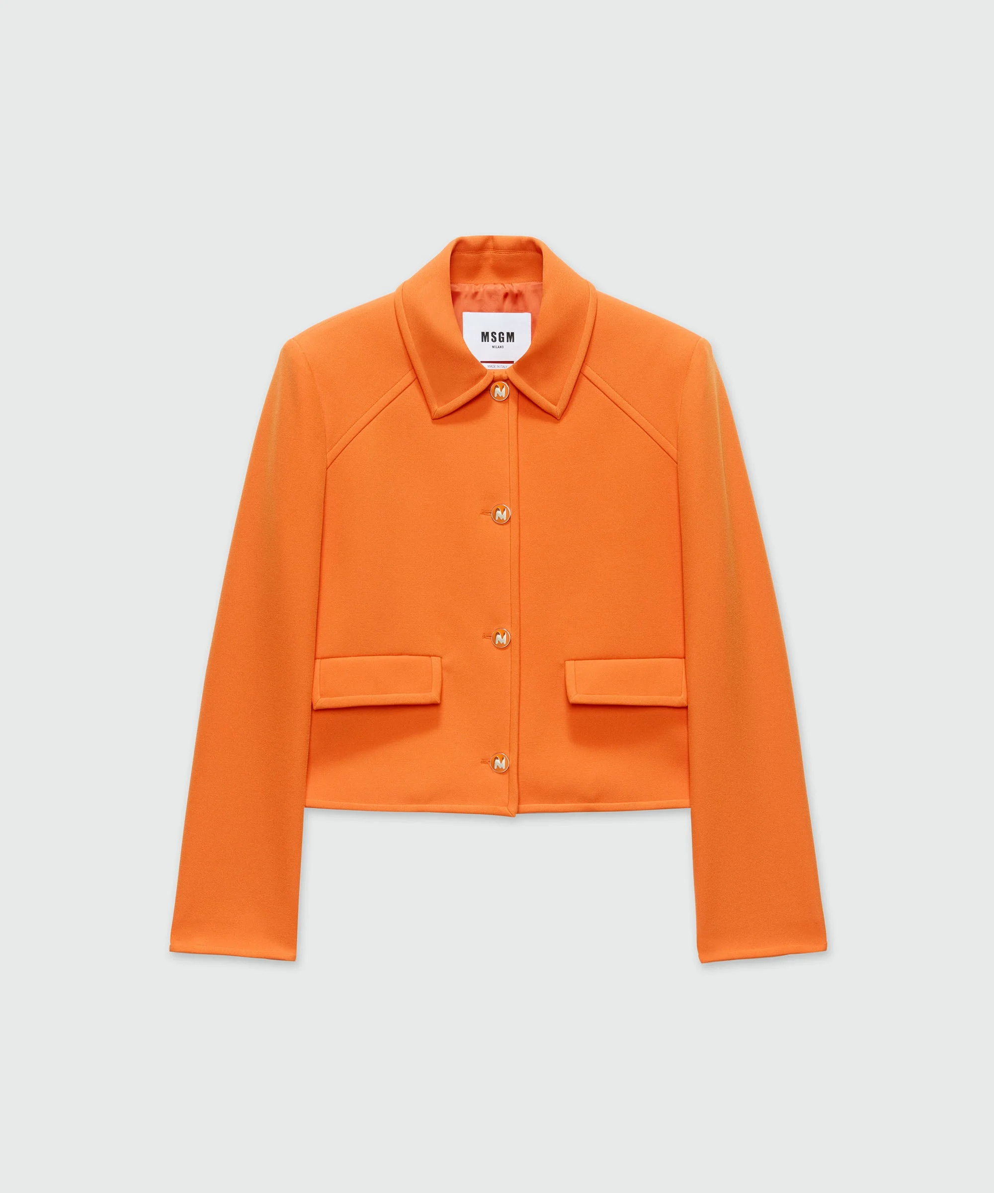 Orange single-breasted cady jacket with "TheMwave" detail - 1