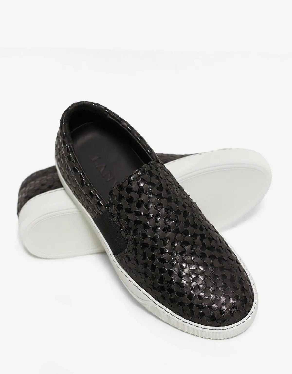 Lanvin Woven Leather Slip On Trainers - 3