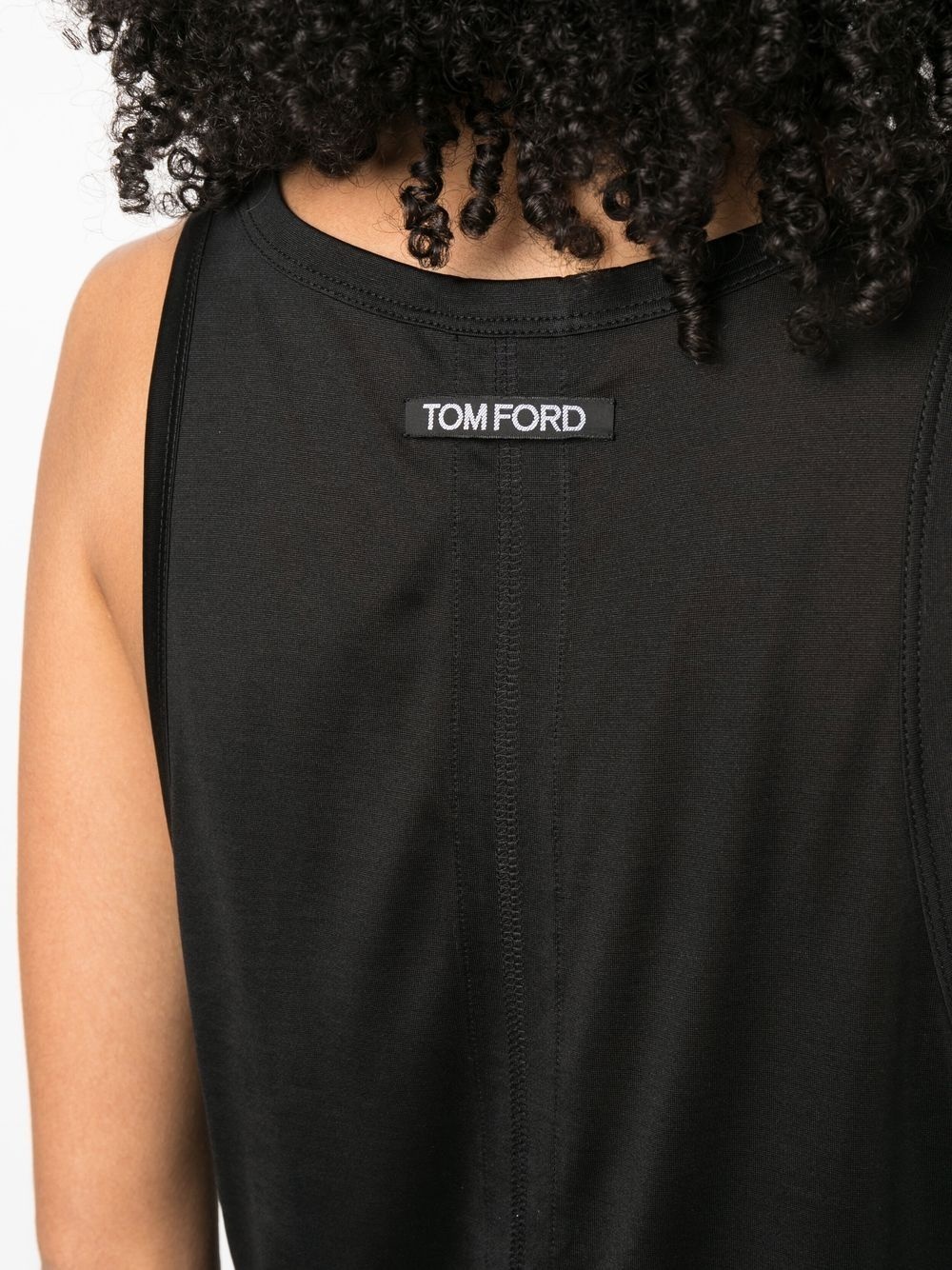logo-patch silk tank top - 5