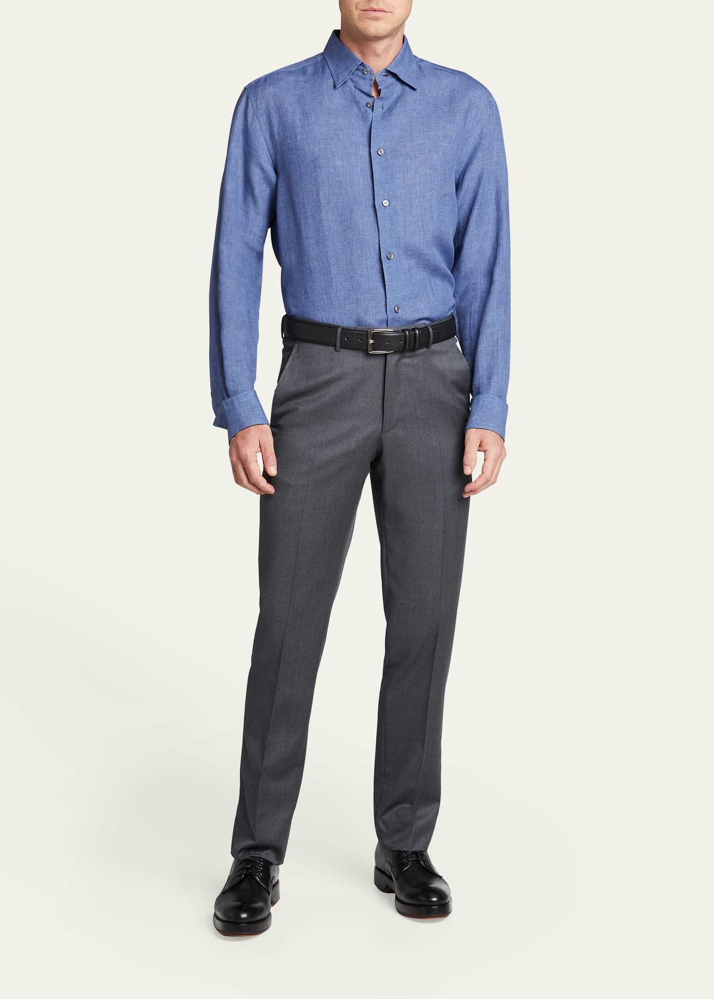 Men's Solid Linen Sport Shirt - 2