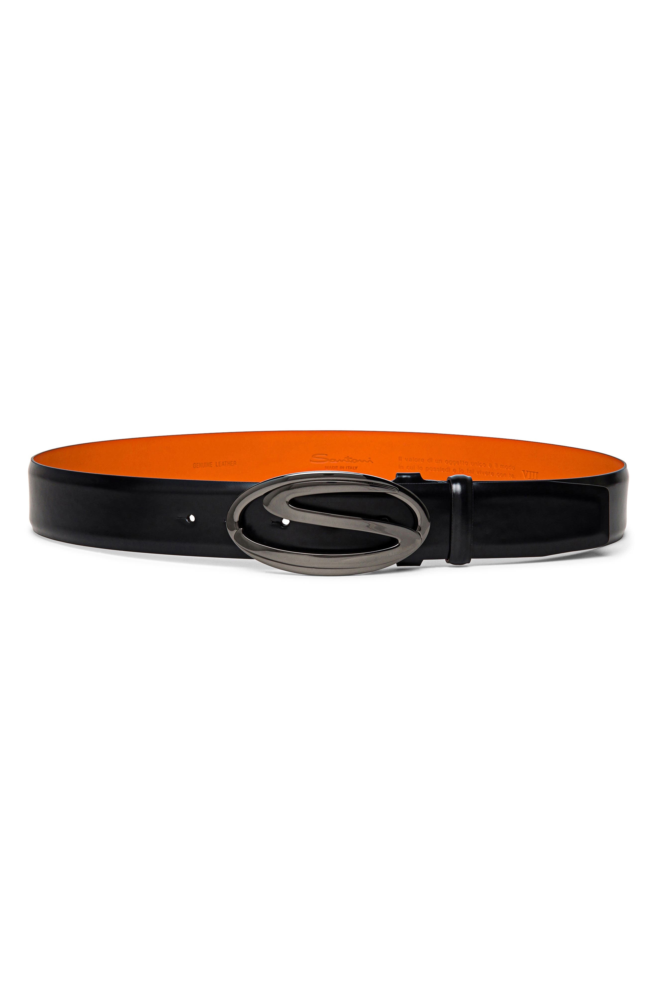 Reversible Logo Buckle Leather Belt - 4