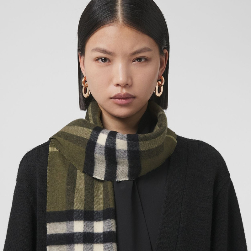 Reversible Check and Monogram Cashmere Scarf 3