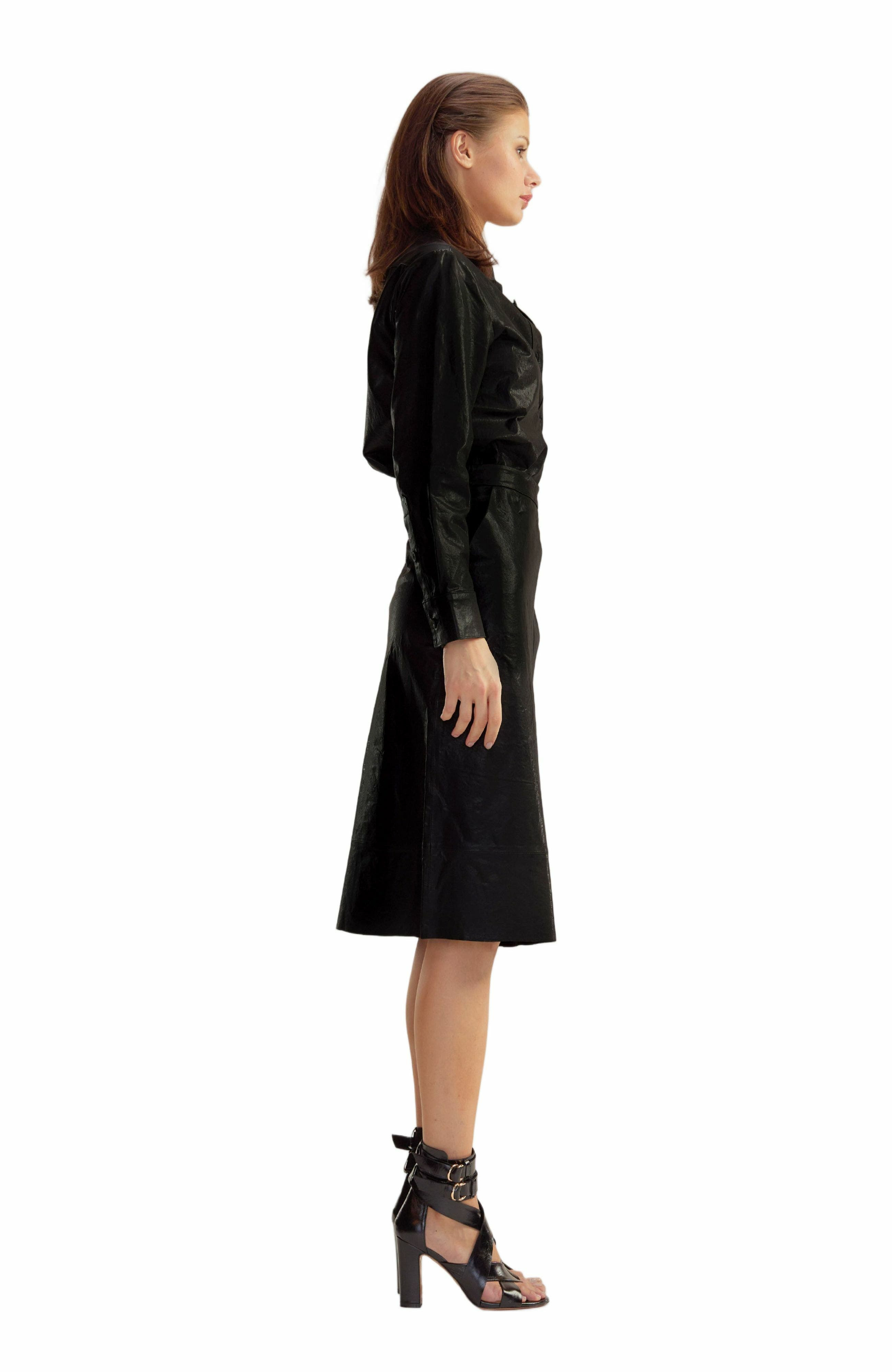 Cynthia Rowley Leather Button Up Shirt in Black at Nordstrom - 2