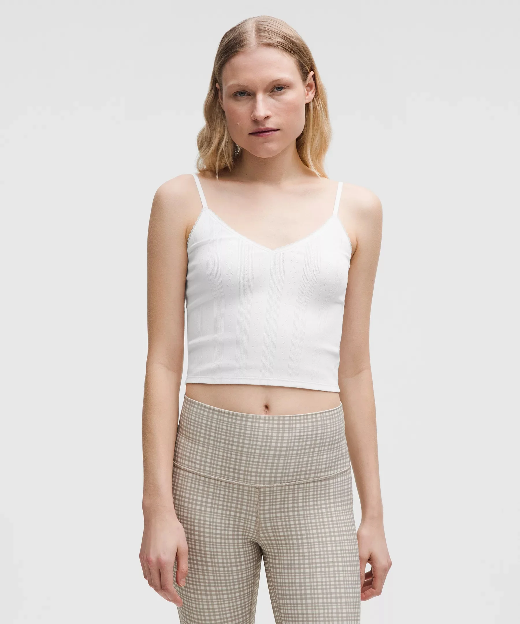 Cotton Pointelle Cropped Cami Tank Top - 1