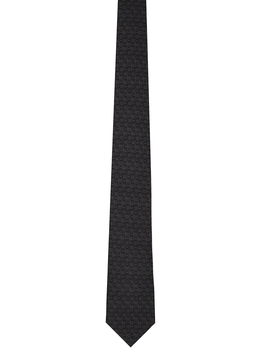 Black & Gray 'Ferragamo' Monogram Jacquard Tie - 1
