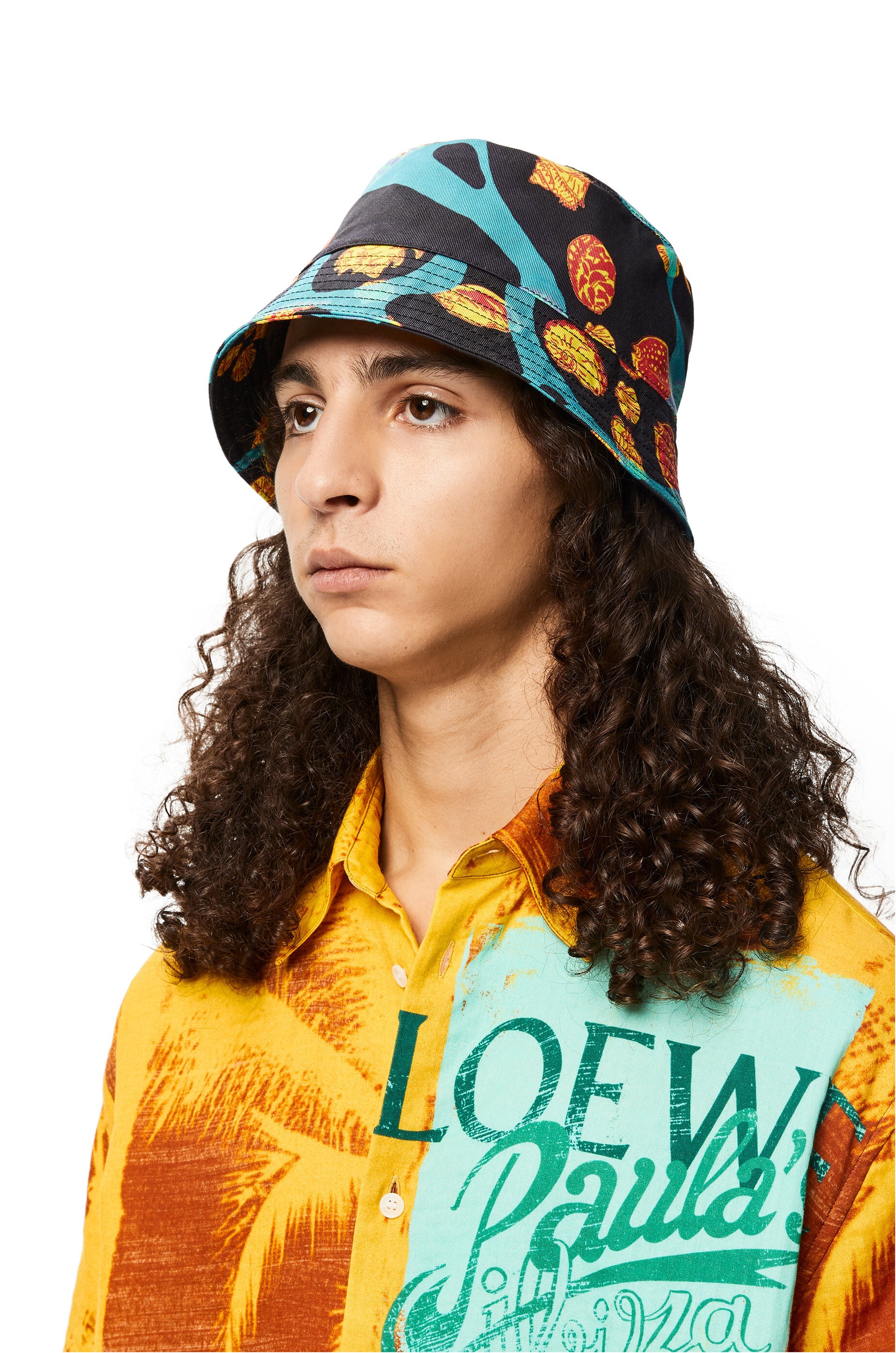 Shell bucket hat in canvas and calfskin - 2