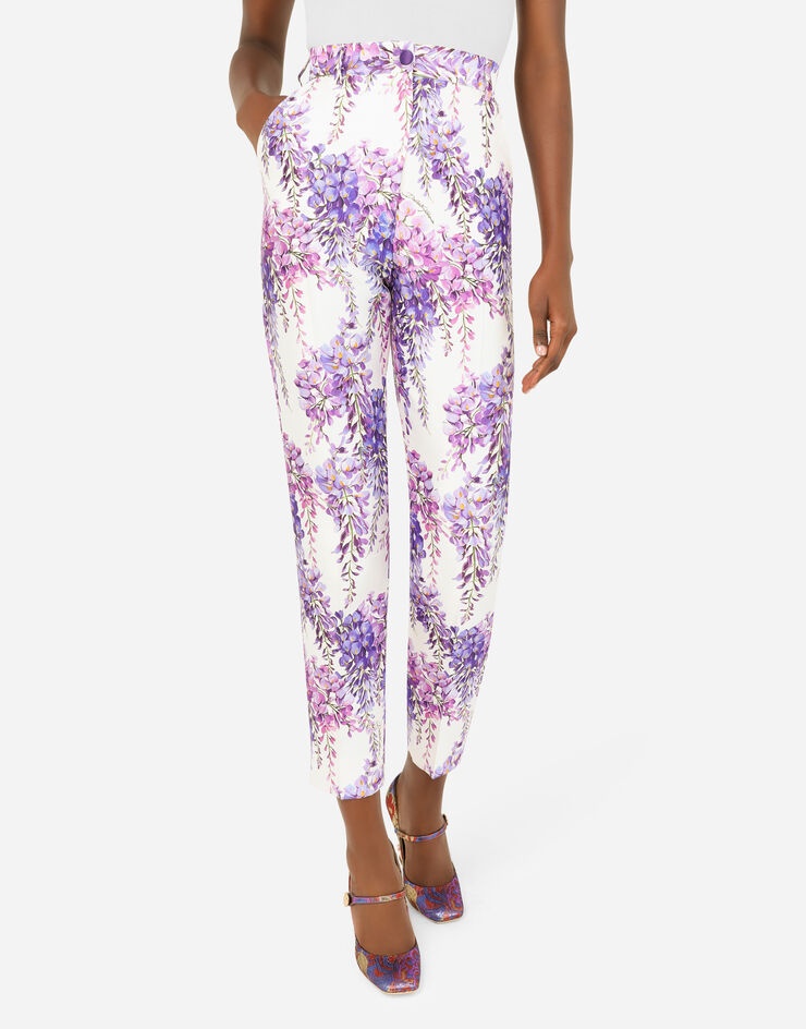 Wisteria-print Mikado pants - 4