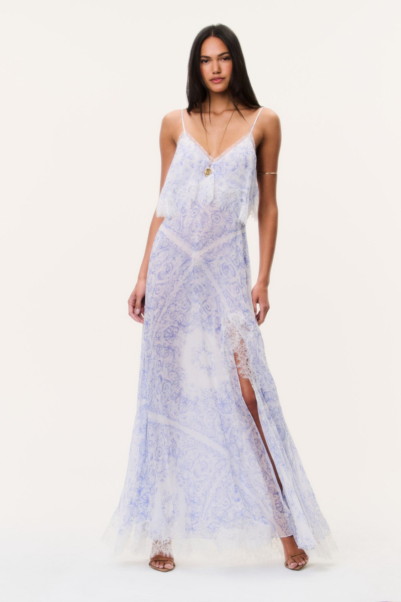LoveShackFancy Stelline Sheer Silk Maxi Dress outlook