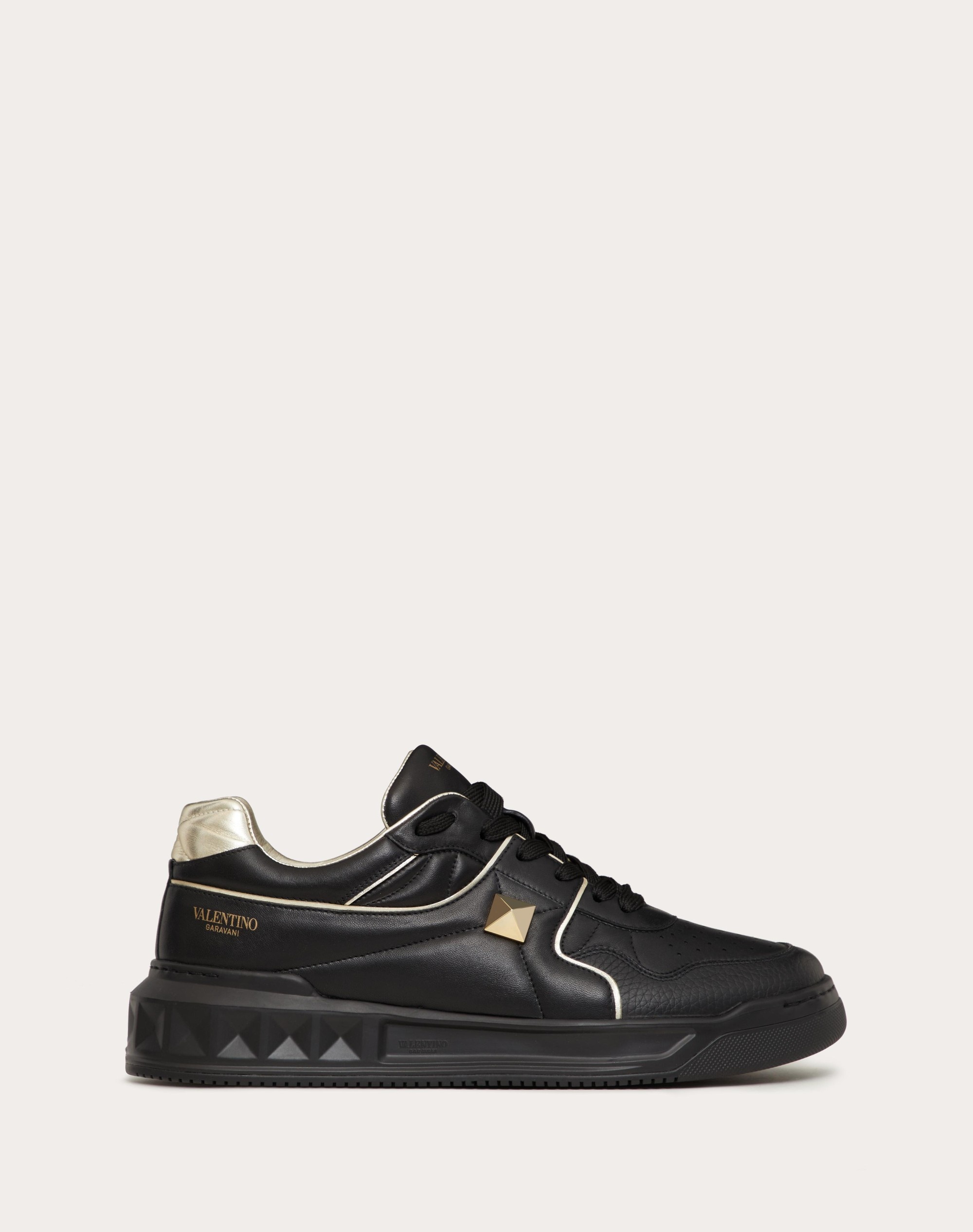 Valentino Garavani Black One Stud XL Nappa Leather Sneakers