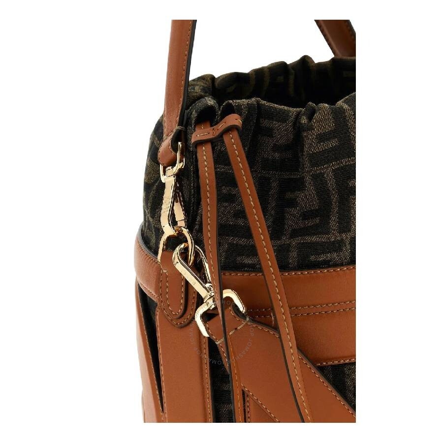 Fendi Embroidered Jacquard Leather Bucket Bag - 3