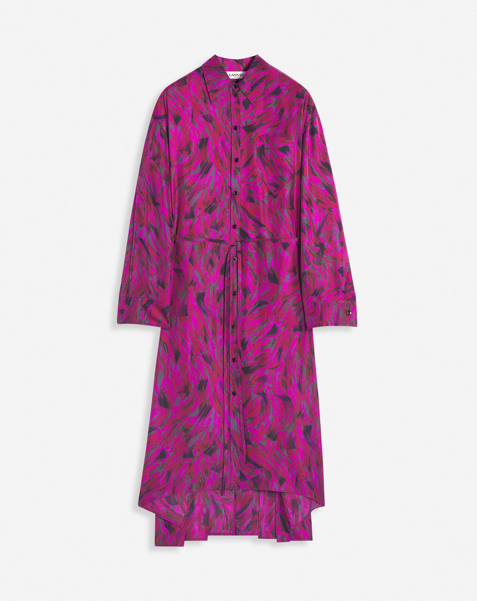 PRINTED SHIRT DRESS WITH PLEATS - 1