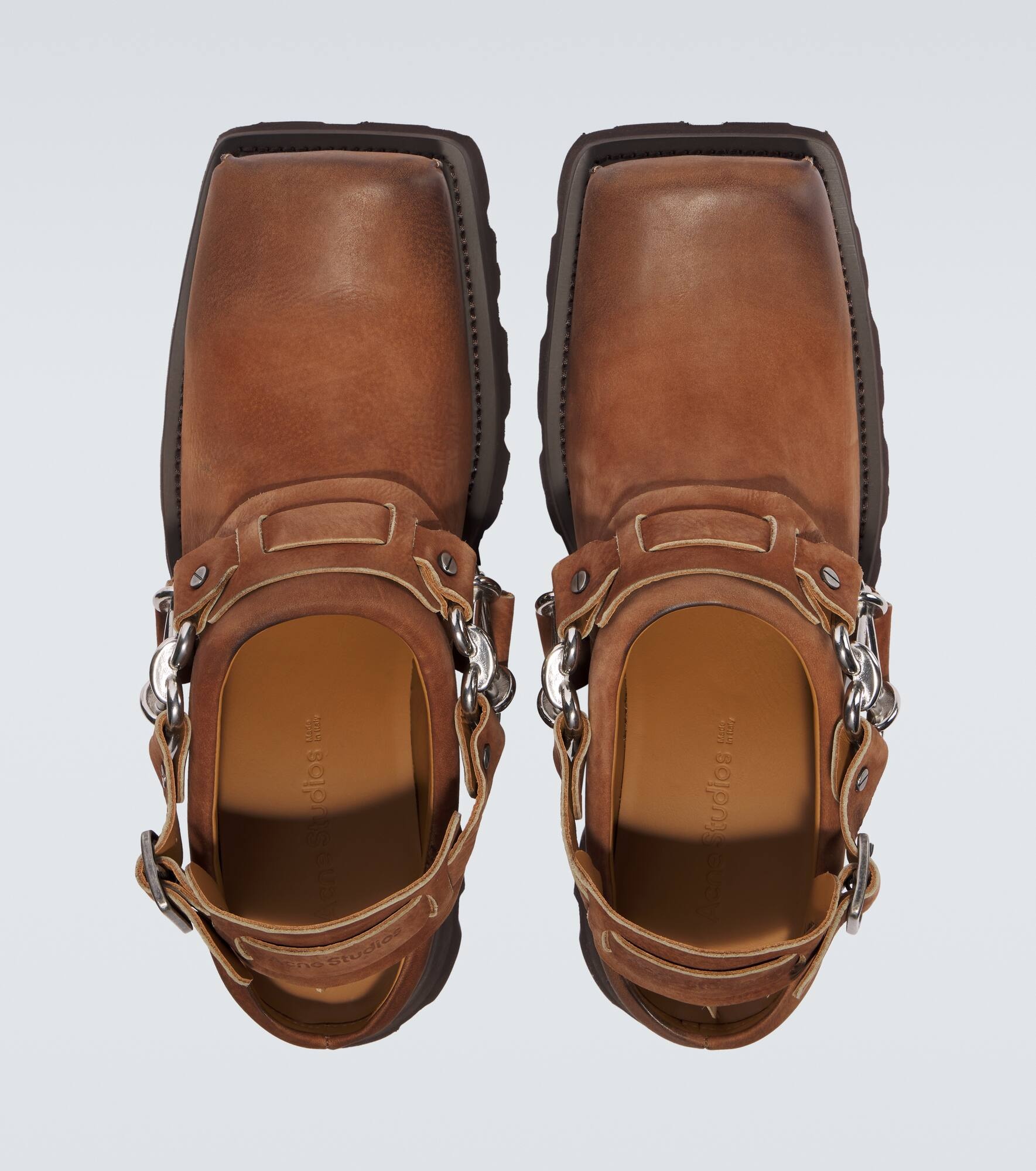 Leather slingback mules - 4