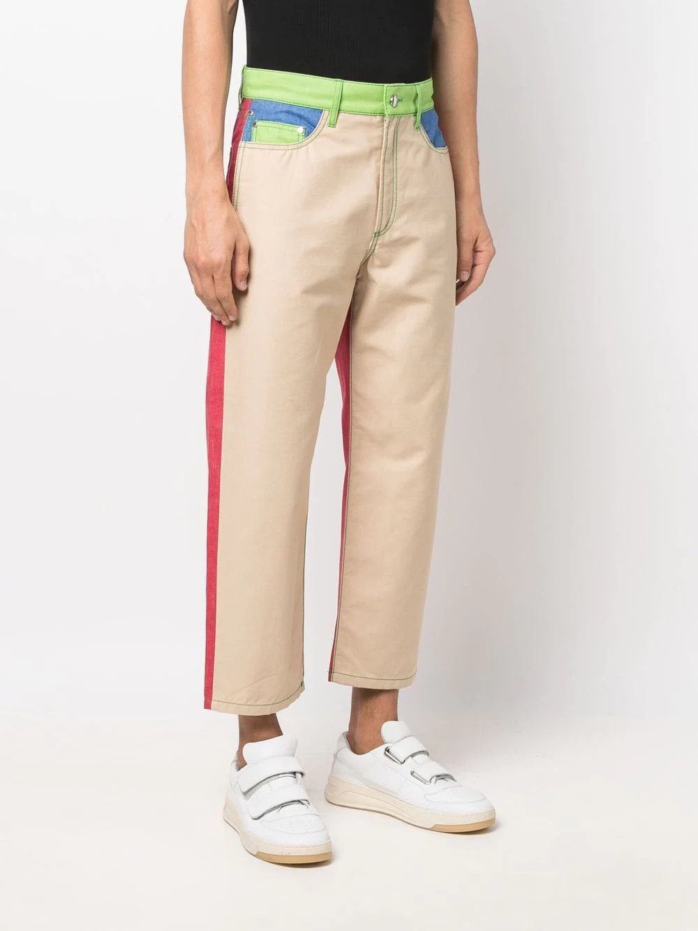 colour-block cropped jeans - 4