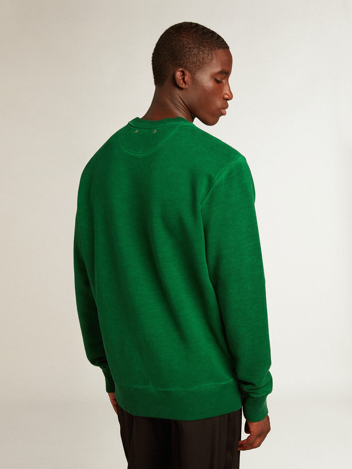 Round-neck sweatshirt in green cotton fleece - 4