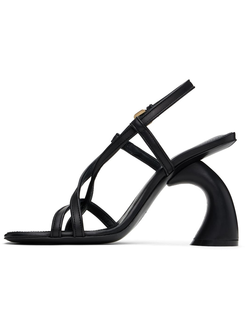 Black Leather Heeled Sandals 3