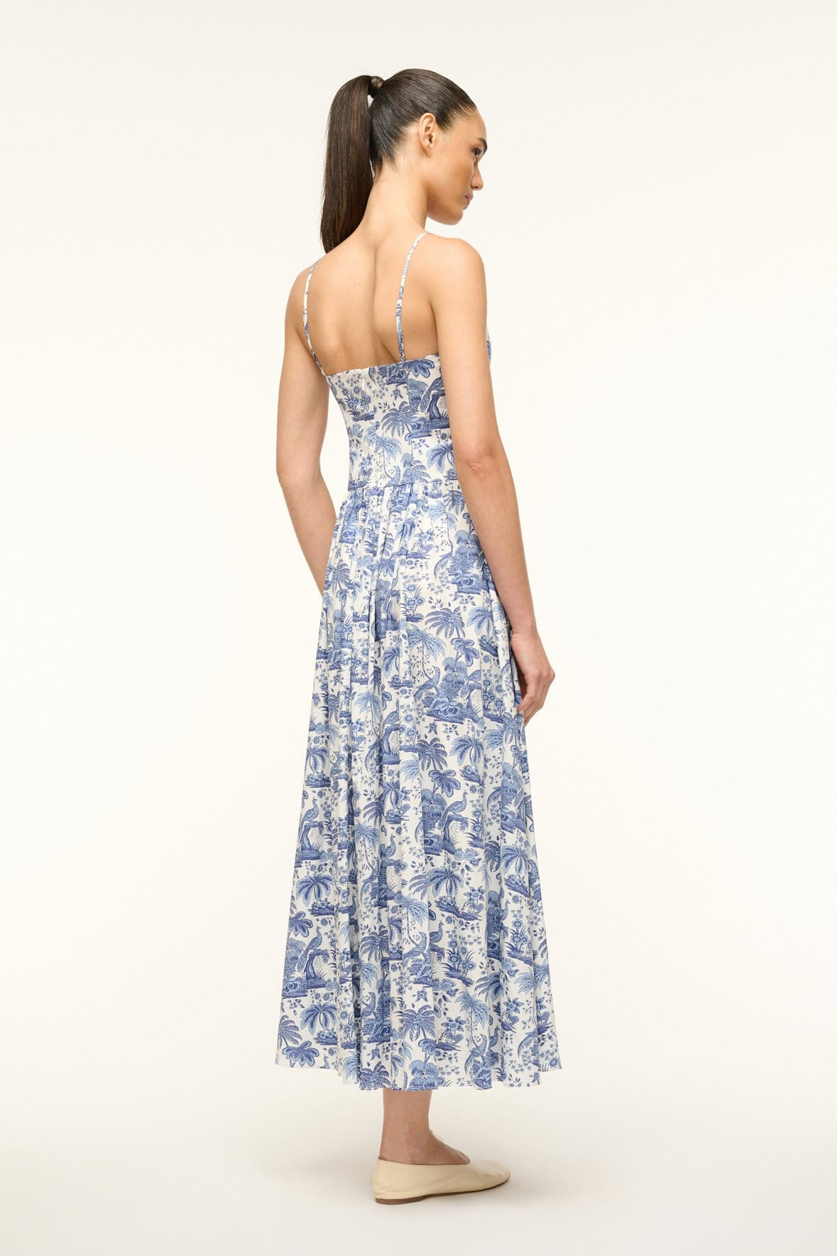 STAUD DENA DRESS BLUE TOILE - 4