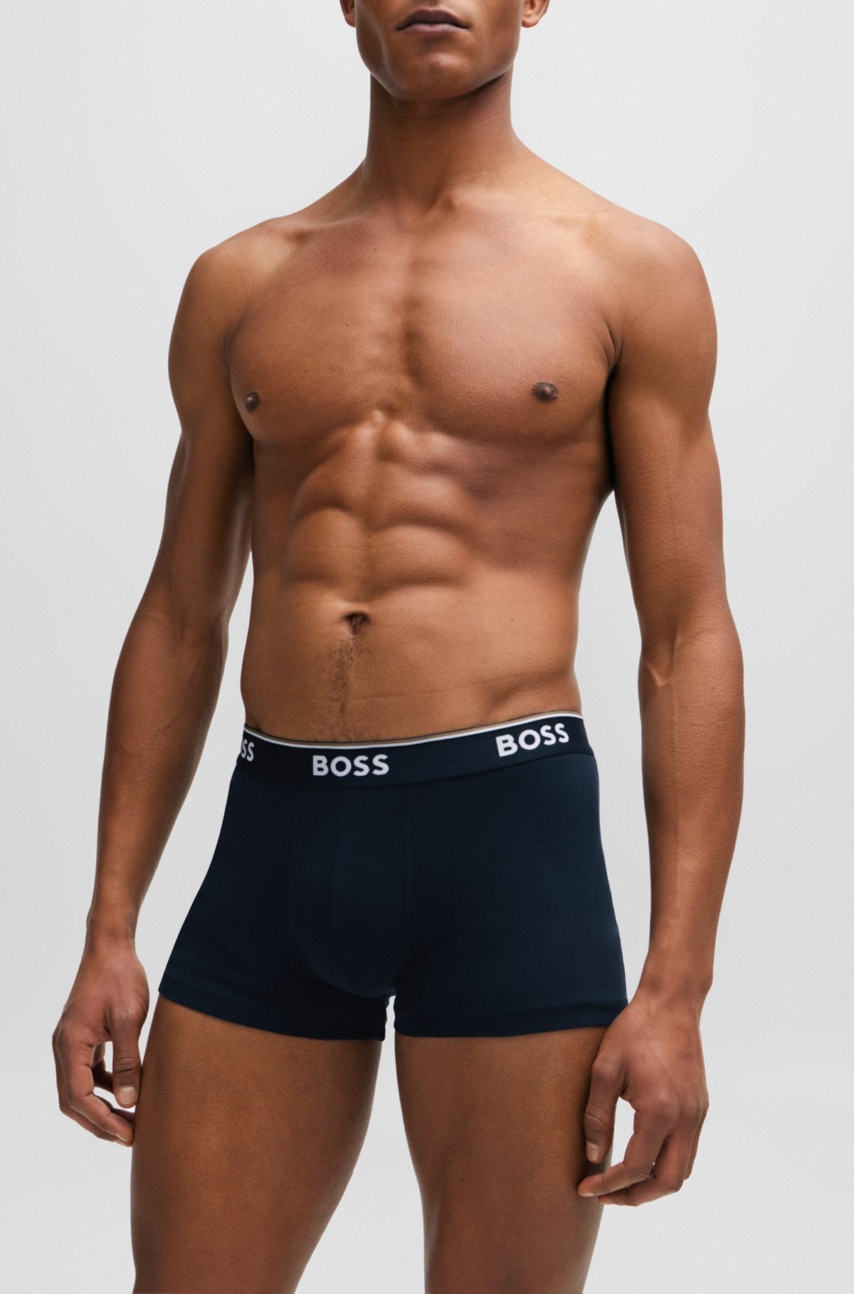 THREE-PACK OF STRETCH-COTTON TRUNKS WITH LOGO WAISTBANDS - 4