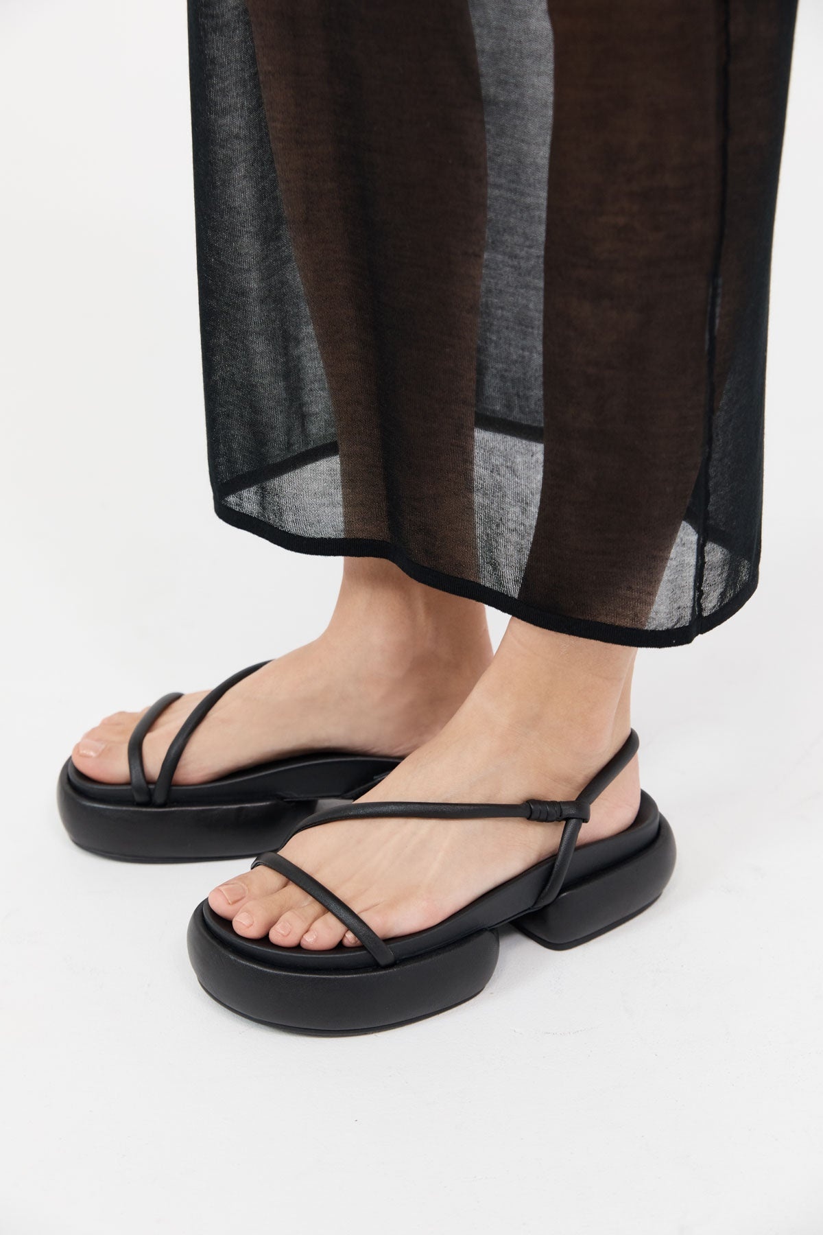 Strappy Pillow Slides - Black - 1
