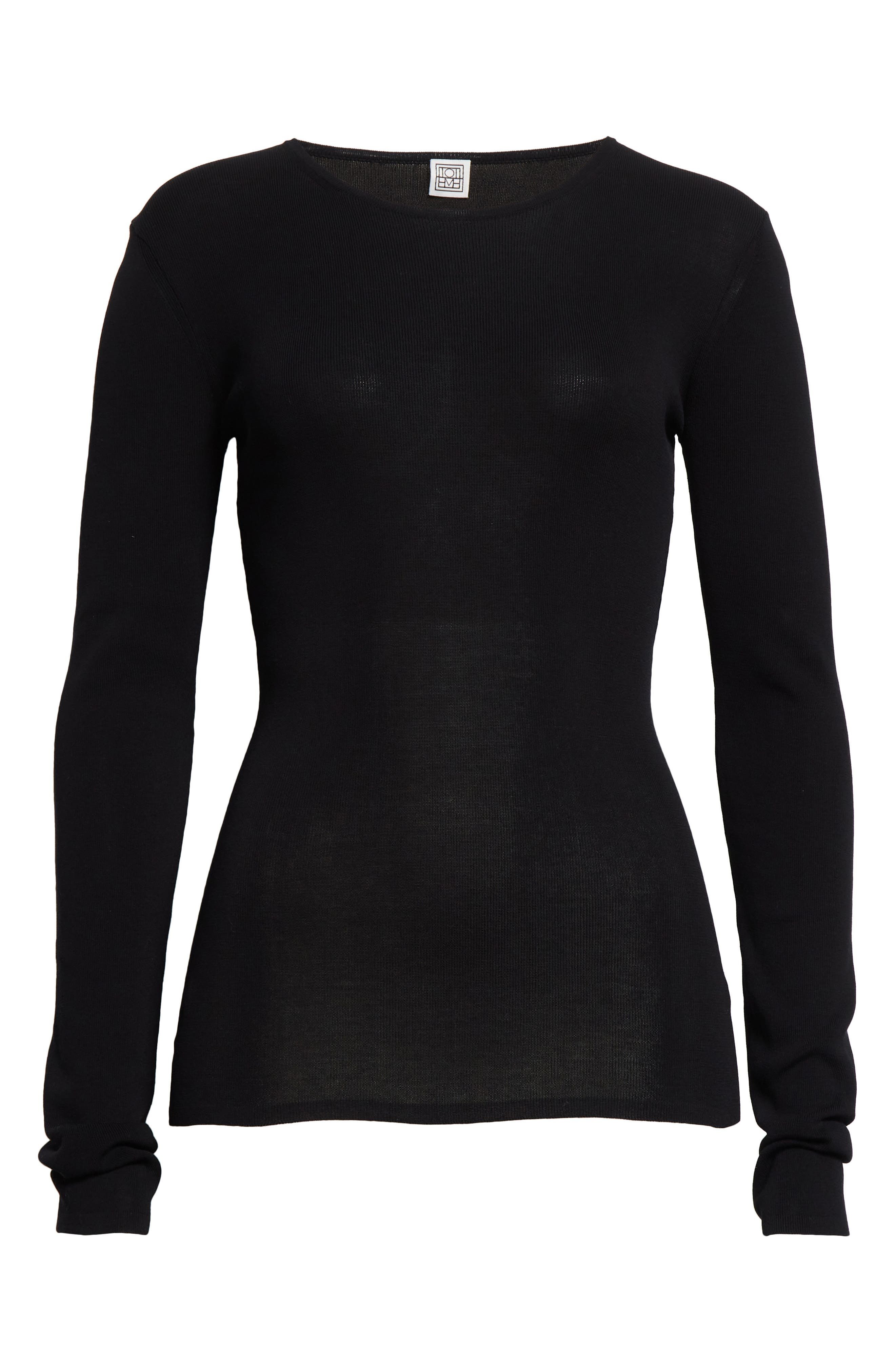 TOTEME Compact Organic Cotton Top in Black at Nordstrom - 6