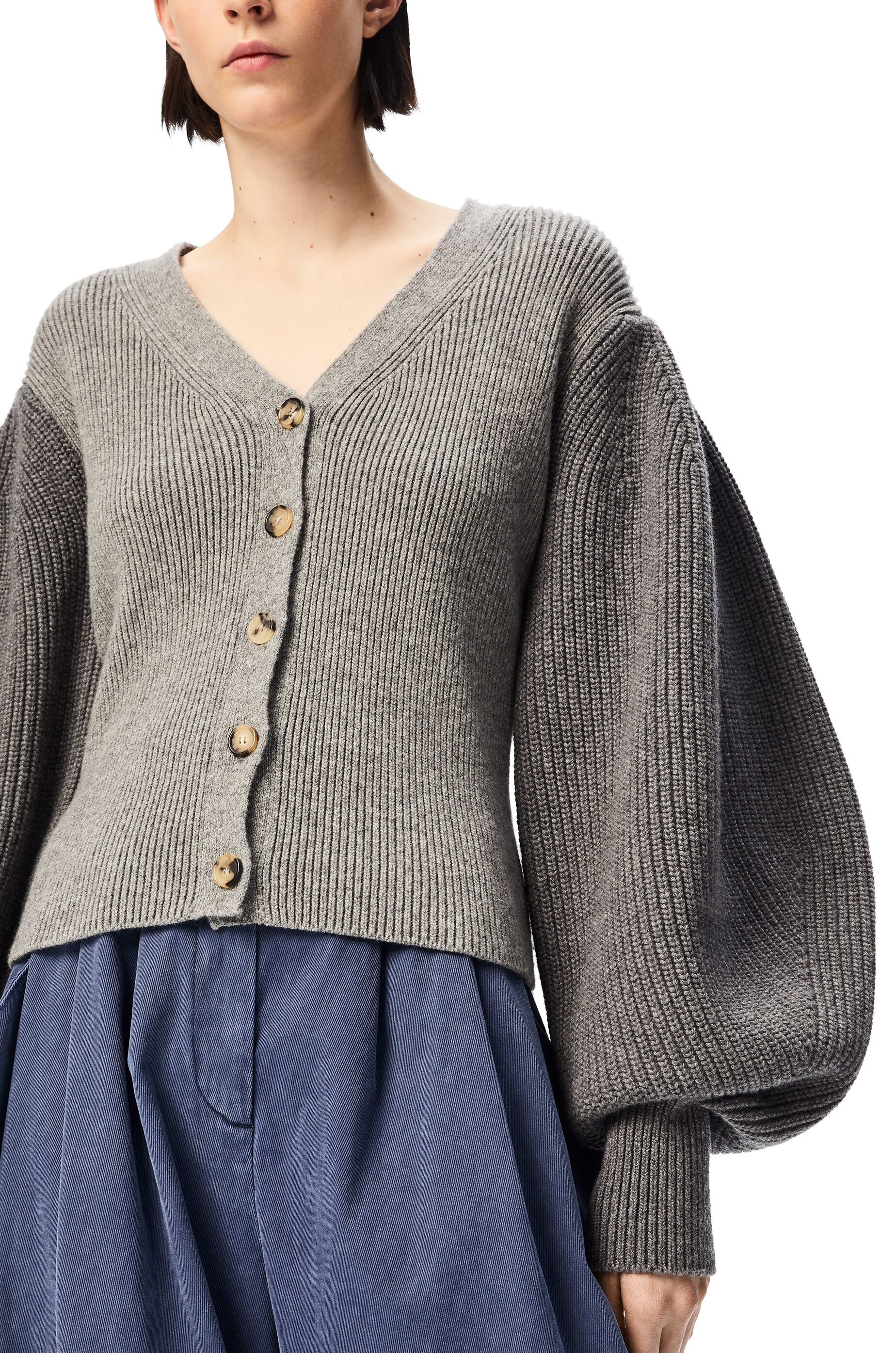 Balloon sleeve cardigan in wool - 5