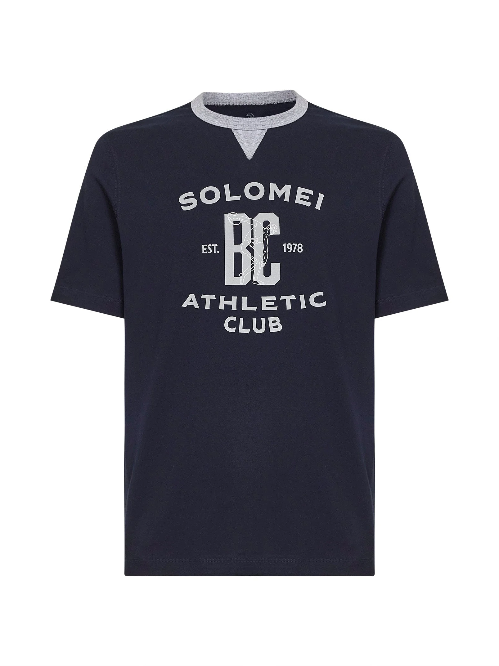 Brunello Cucinelli Men Cobalt Cotton Jersey Printed T-Shirt - 1