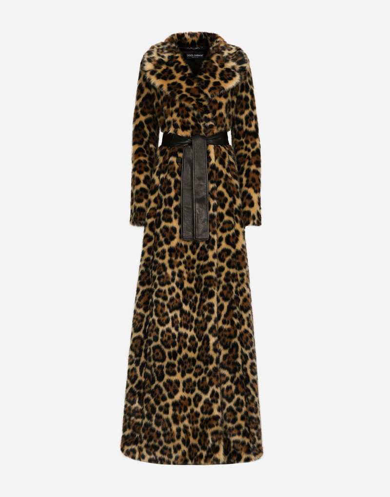 Long leopard-print faux fur coat 1